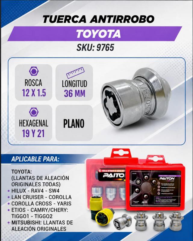 TUERCAS ANTIRROBO TOYOTA
