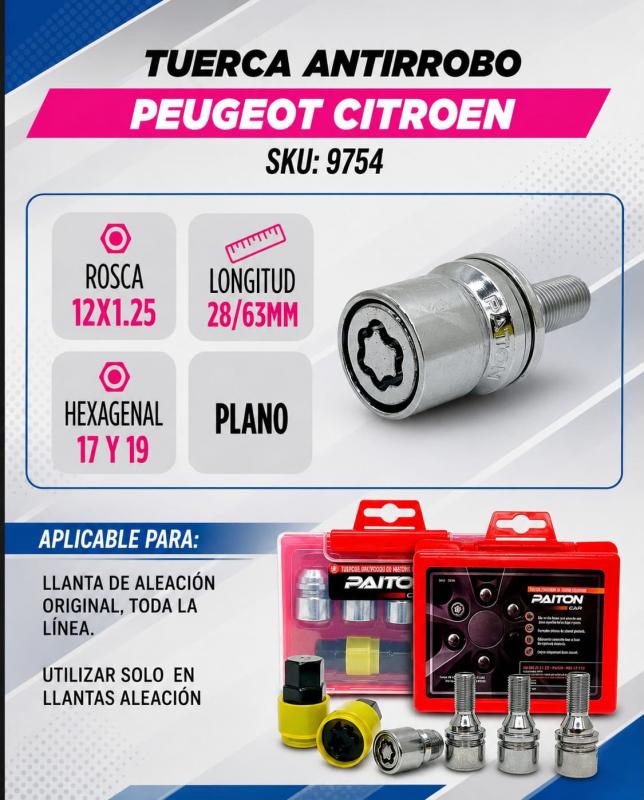 TUERCAS ANTIRROBO PEUGEOT CITROEN