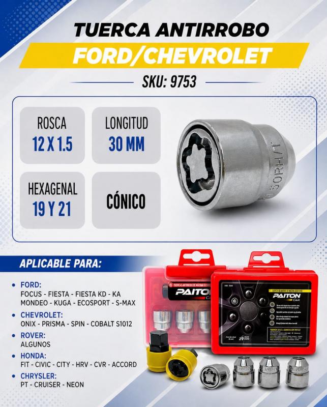 TUERCAS ANTIRROBO FORD/CHEVROLET
