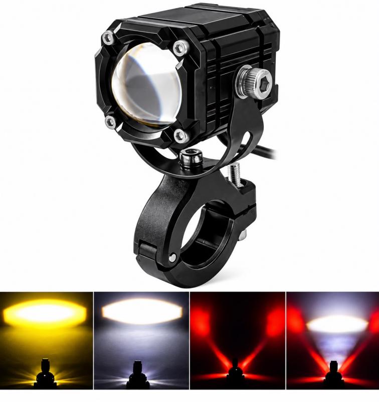 Faro Auxiliar Lupa Led Mini Proyector Moto 4 Modos Strobo
