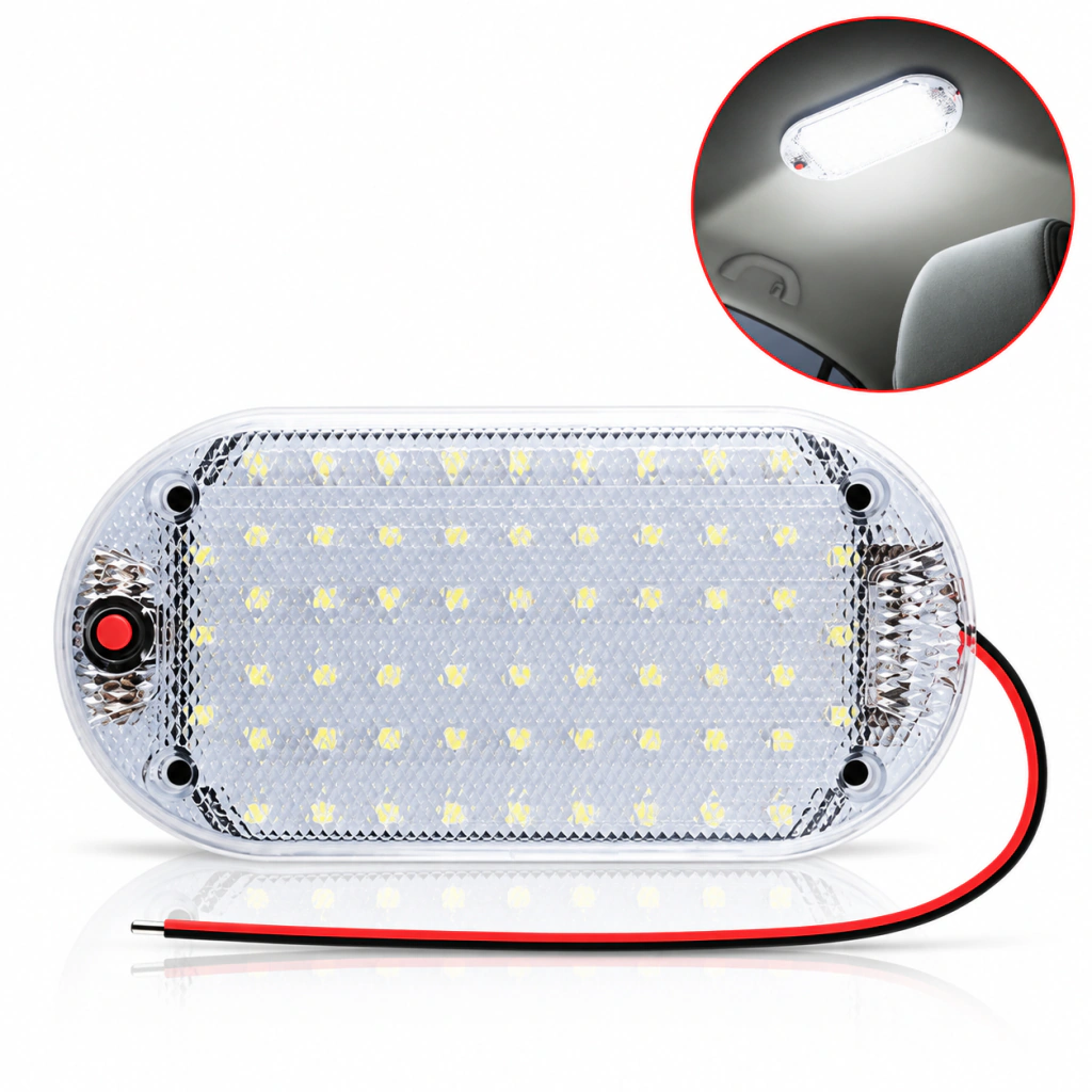 Imagen ilustrativa de Plafon Led Interior TRANSPARENTE 12v/24v - Tecla On/Off - 15cm x 7,5cm