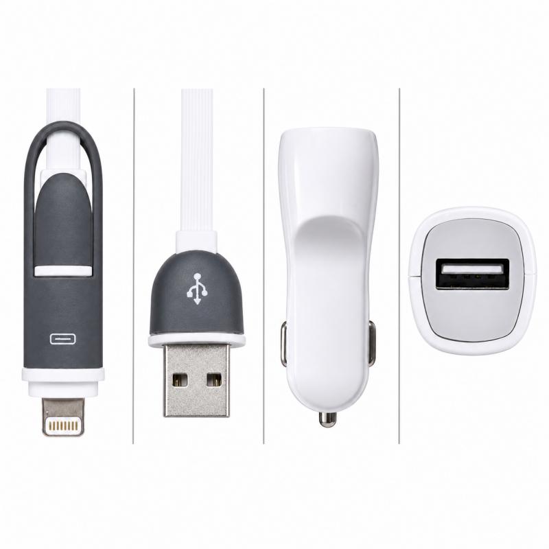 Imagen ilustrativa de CARGADOR USB PARA AUTO 12/24V ADAPTABLE IPHONE (Blanco)