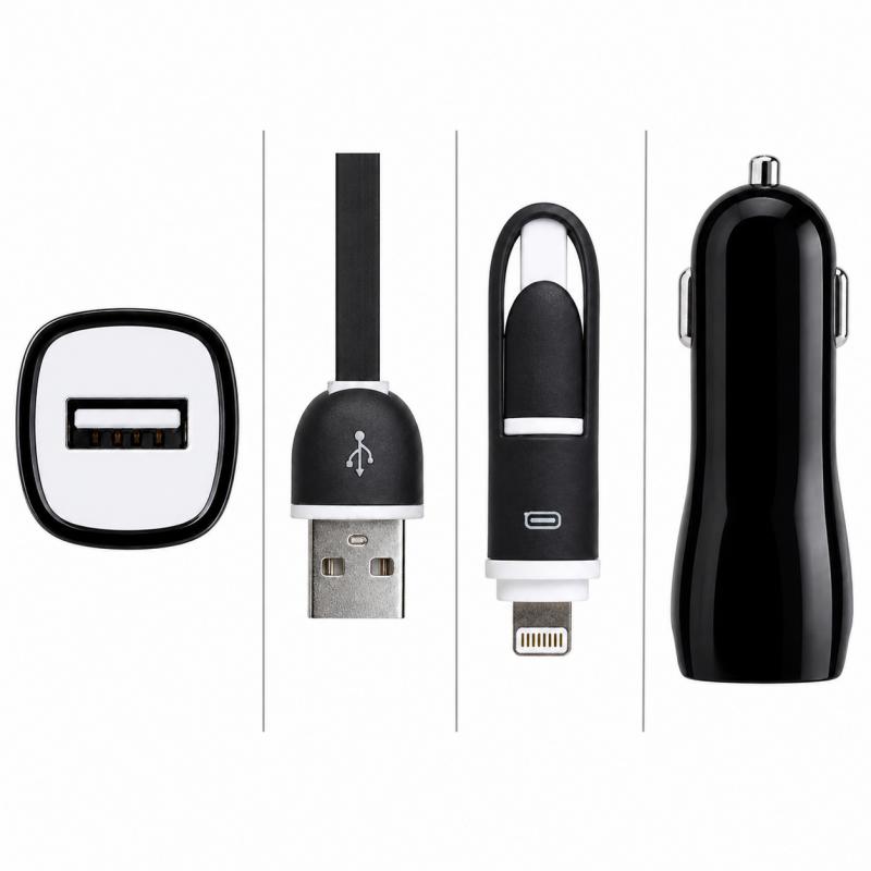 Imagen ilustrativa de CARGADOR USB PARA AUTO 12/24V ADAPTABLE IPHONE (Negro)