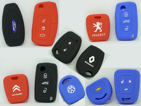 FUNDA LLAVE PARA AUTO DE SILICONA -marcas autos - varios colores