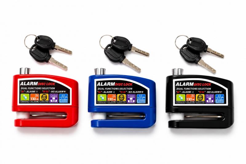 Imagen ilustrativa de TRABA DISCO CON ALARMA NEGRO-ROJO-AZUL
